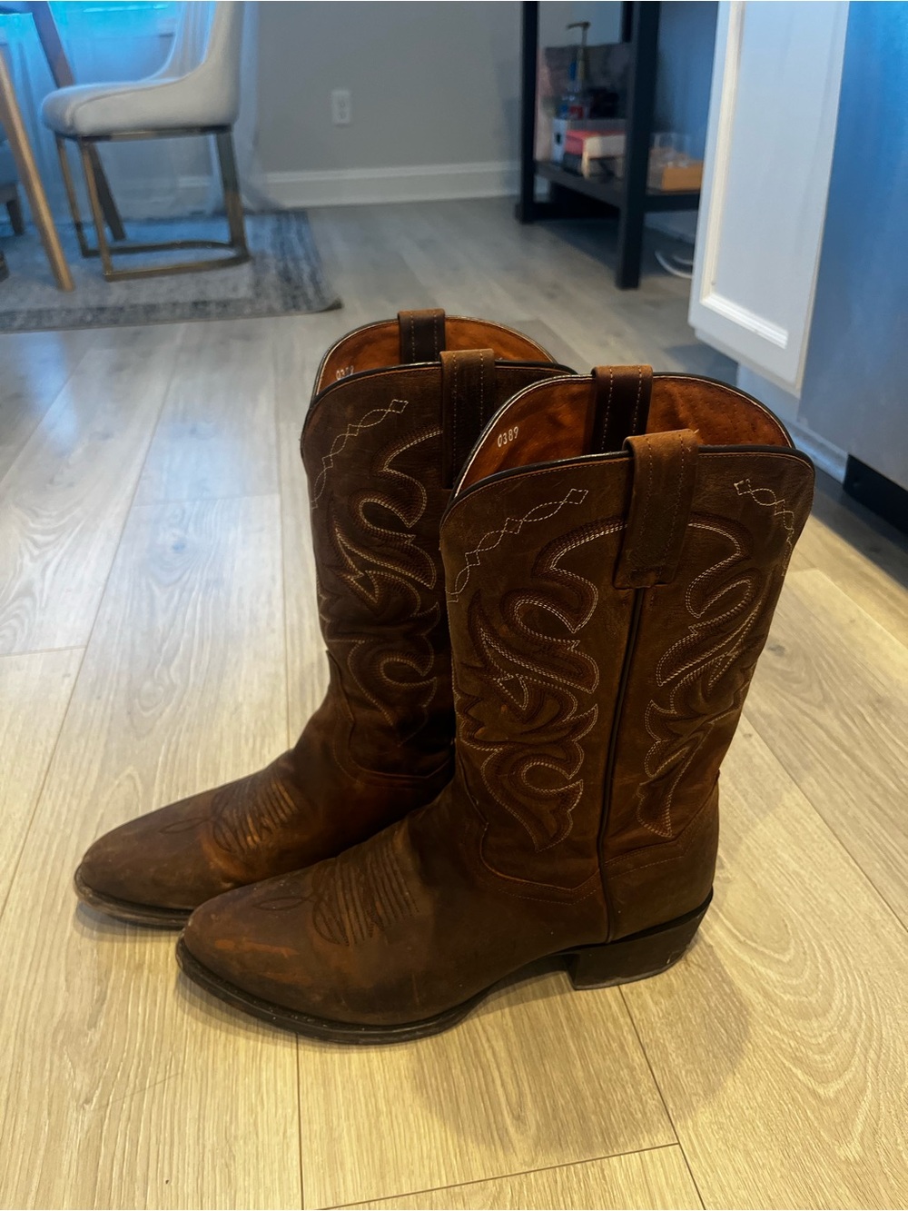 Dan Post Brown Western Cowboy Boots with Embroidered Shaft